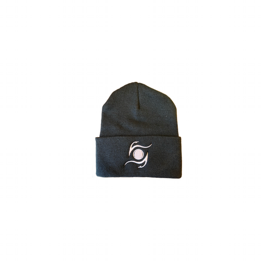 black beanie with macula tackle logo